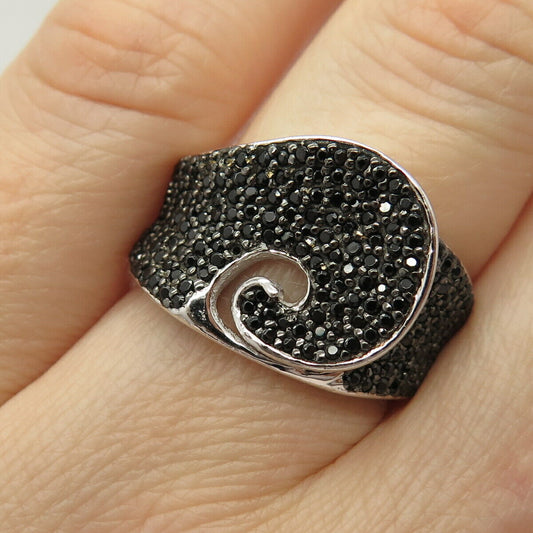 925 Sterling Silver Real Melanite Gemstone Ring Size 6.5