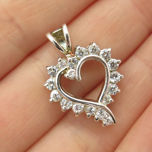 925 Sterling Silver C Z Open Heart Pendant