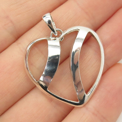 925 Sterling Silver Vintage Open Heart Pendant