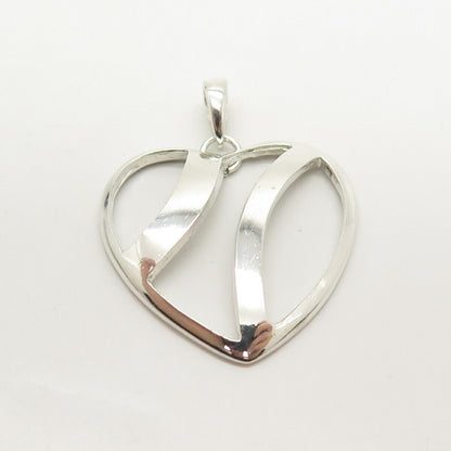 925 Sterling Silver Vintage Open Heart Pendant