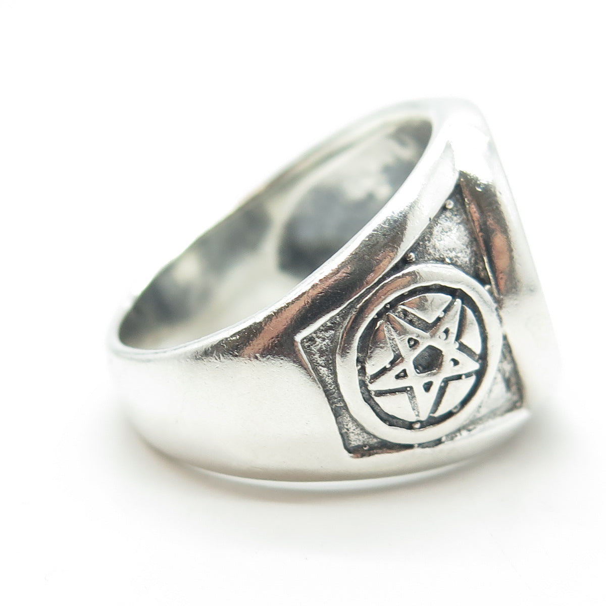 950 Silver Vintage Pentagram Star Ring Size 12.75