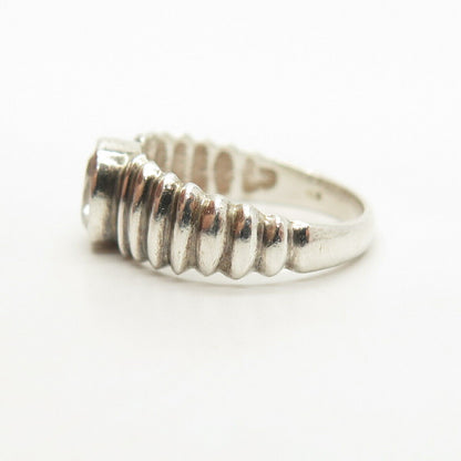 925 Sterling Silver Oval-Cut C Z Ribbed Ring Size 5 3/4