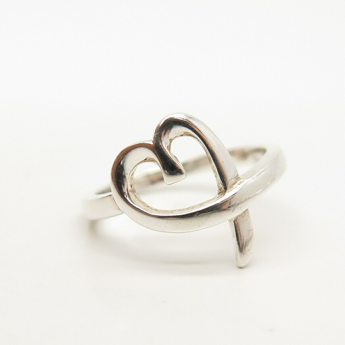 925 Sterling Silver Open Heart Ring Size 5 3/4