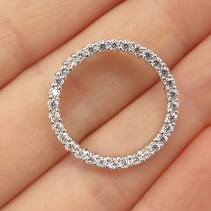 925 Sterling Silver Pave C Z Circle of Life Slide Pendant