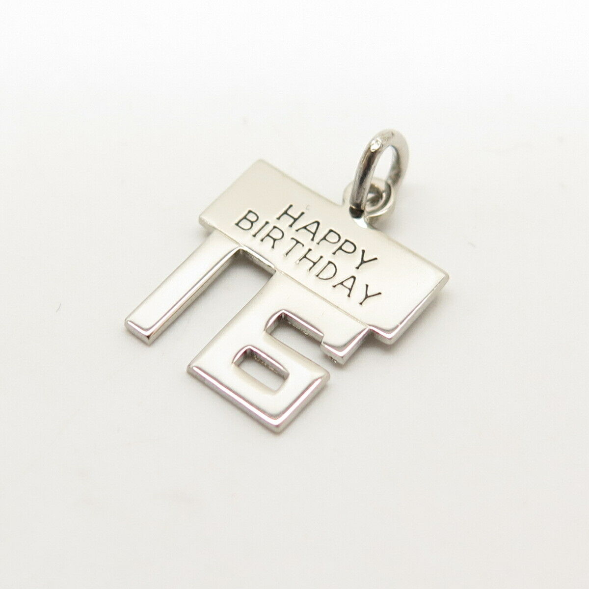 925 Sterling Silver Vintage Wells "Happy Birthday 16"  Charm Pendant