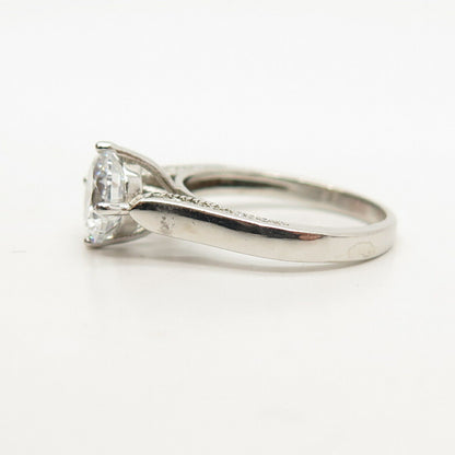 925 Sterling Silver Round-Cut C Z Solitaire Engagement Ring Size 7 3/4