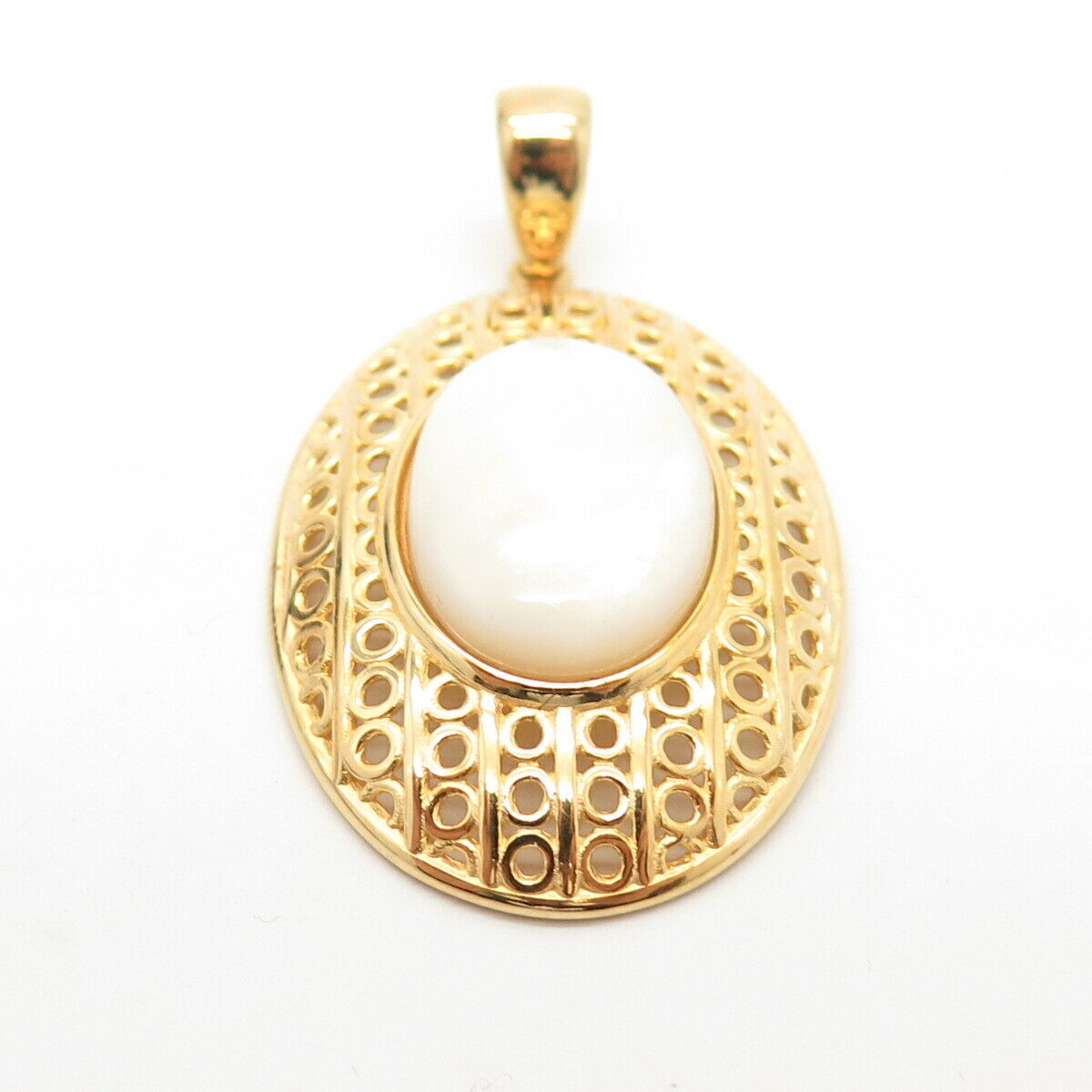 925 Sterling Silver Gold Plated Real Mother-of-Pearl Pendant