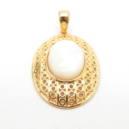 925 Sterling Silver Gold Plated Real Mother-of-Pearl Pendant