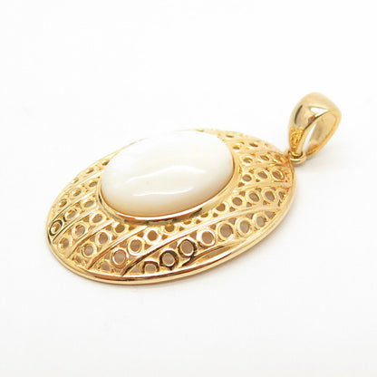 925 Sterling Silver Gold Plated Real Mother-of-Pearl Pendant