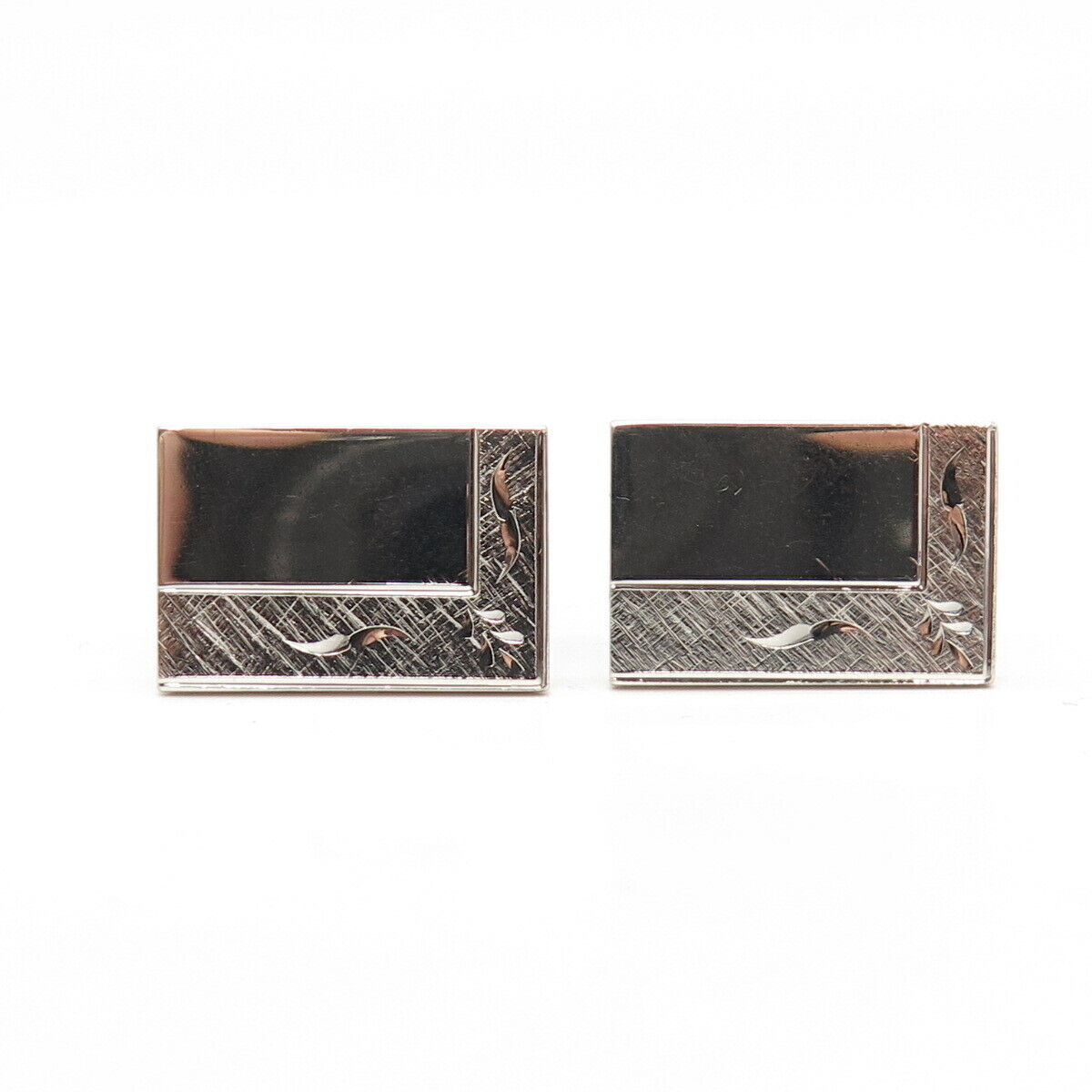 925 Sterling Silver Vintage Textured Floral Square Cufflinks