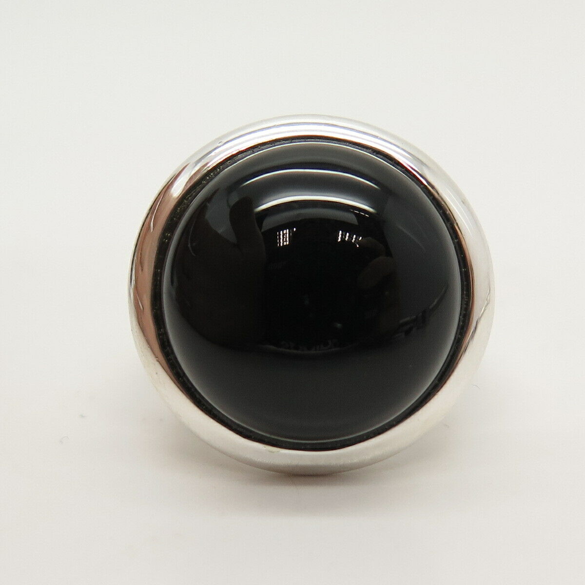 925 Sterling Silver Real Black Onyx Gemstone Ring Size 8