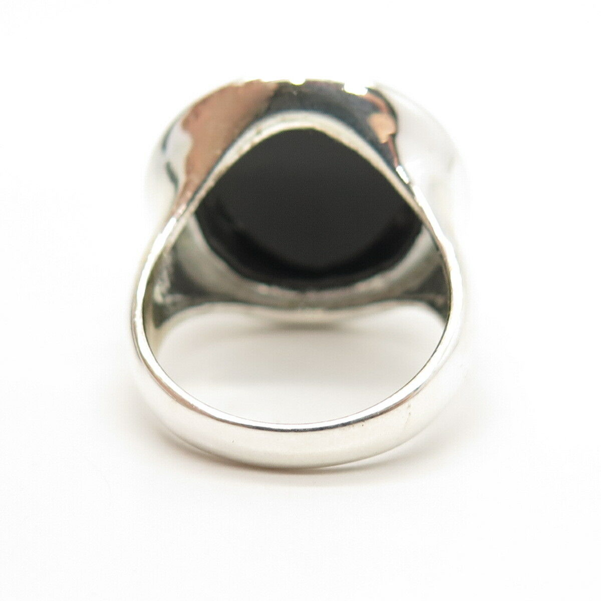 925 Sterling Silver Real Black Onyx Gemstone Ring Size 8