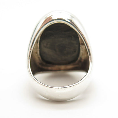 925 Sterling Silver Vintage Real Mother-of-Pearl Statement Ring Size 7.5