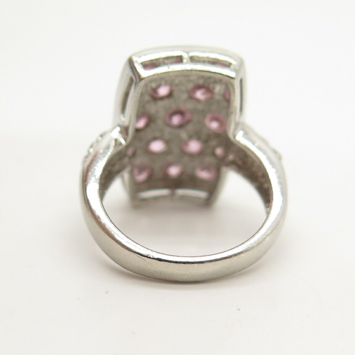 925 Sterling Silver White & Pink C Z Ring Size 6