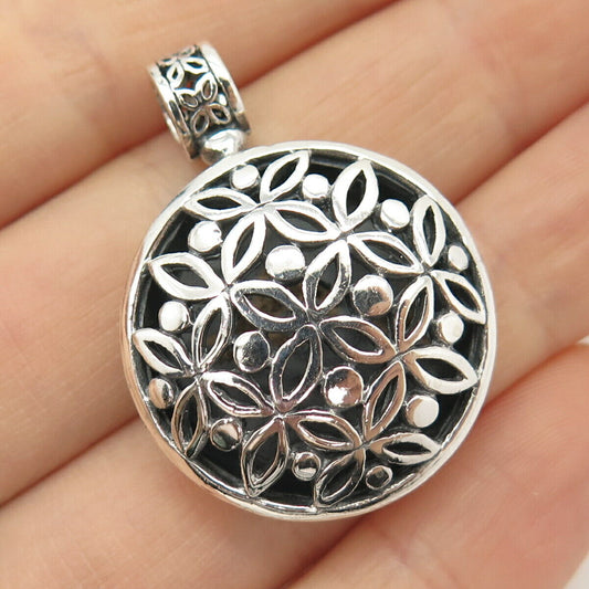 925 Sterling Silver Vintage Ornate Design Round Pendant