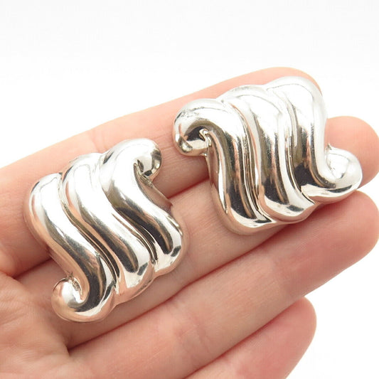 925 Sterling Silver Vintage Mexico Ribbed Earrings