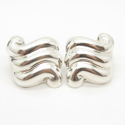 925 Sterling Silver Vintage Mexico Ribbed Earrings