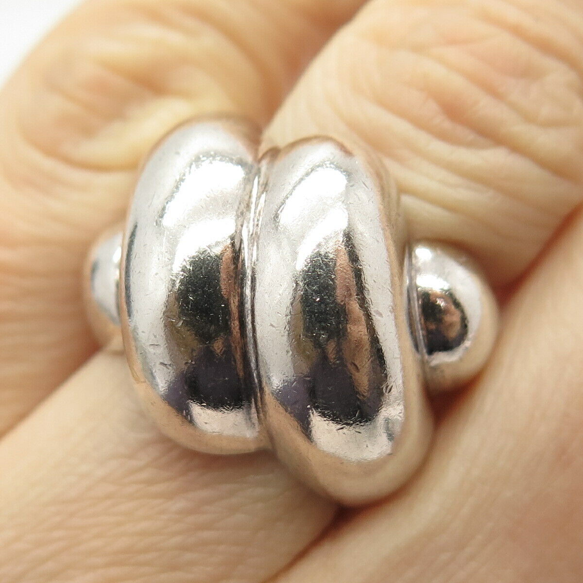 925 Sterling Silver Vintage Mexico Puffy Swirl Ring Size 6 3/4