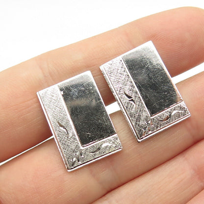 925 Sterling Silver Vintage Textured Etched Cufflinks