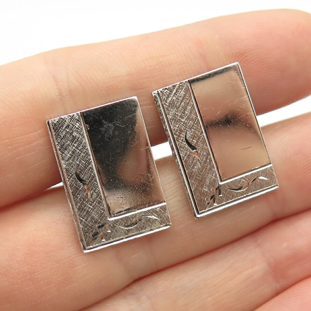 925 Sterling Silver Vintage Textured Etched Cufflinks