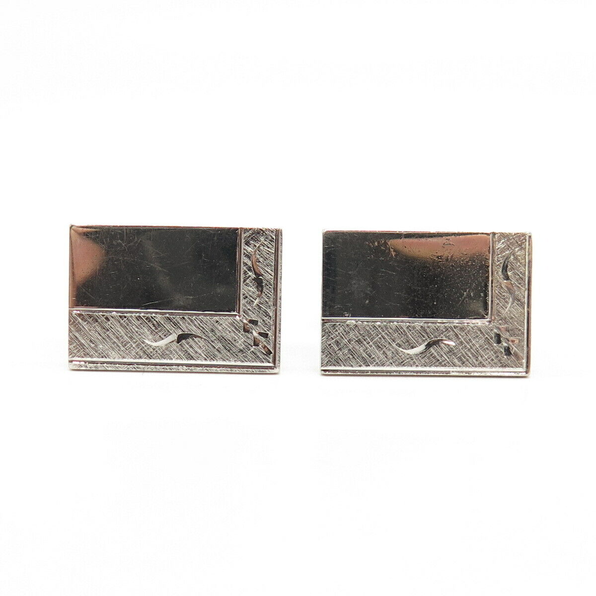 925 Sterling Silver Vintage Textured Etched Cufflinks