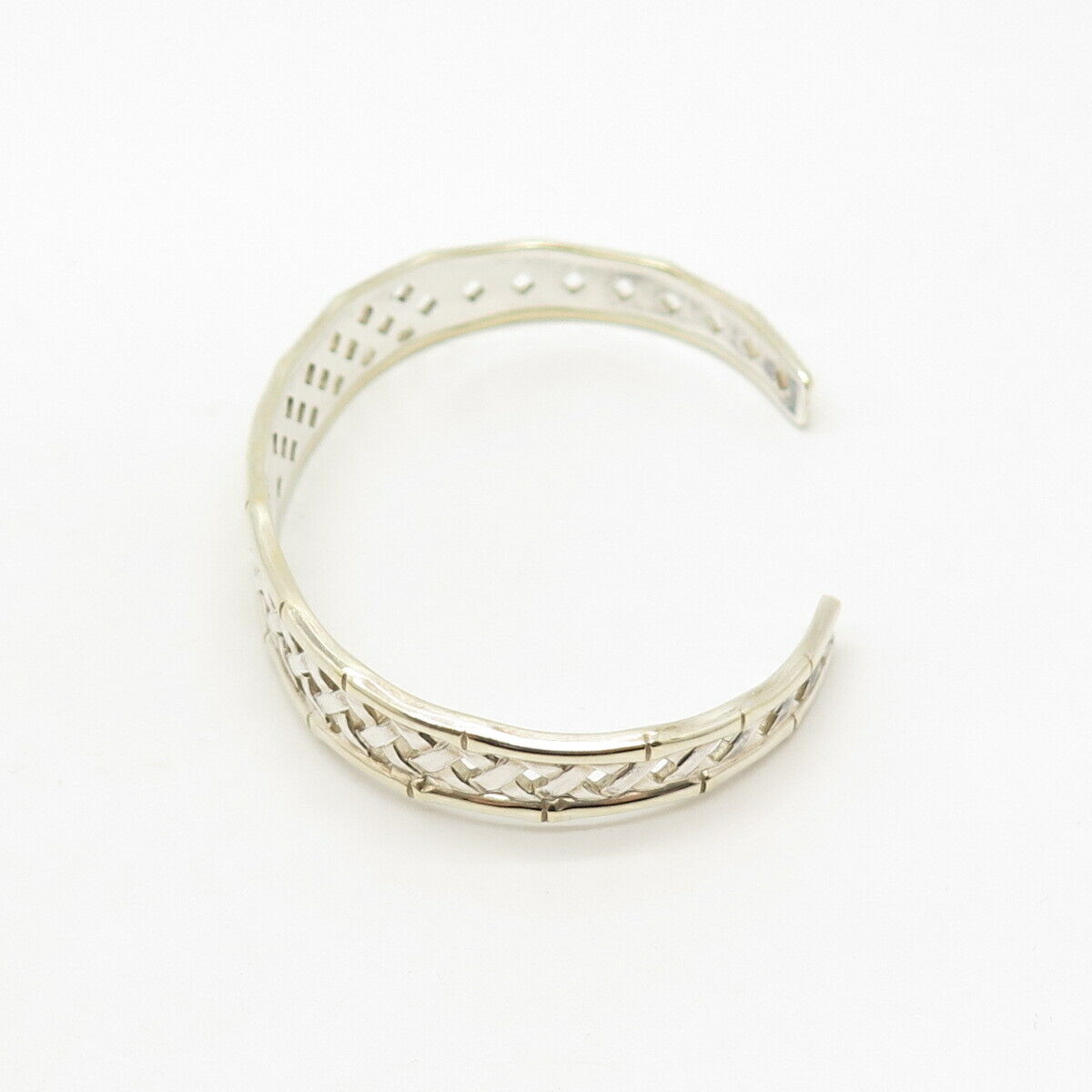 925 Sterling Silver Vintage International Woven / Braided Cuff Bracelet 6 3/4"