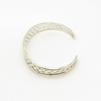 925 Sterling Silver Vintage International Woven / Braided Cuff Bracelet 6 3/4"