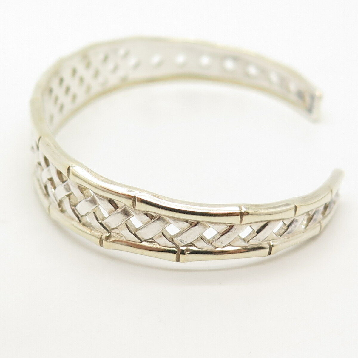 925 Sterling Silver Vintage International Woven / Braided Cuff Bracelet 6 3/4"