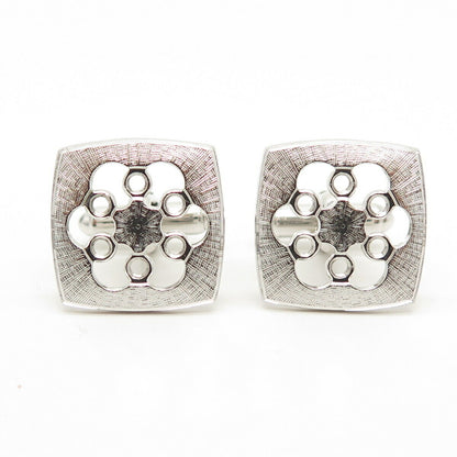 925 Sterling Silver Vintage Textured Floral Design Cufflinks