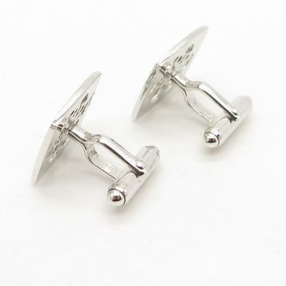 925 Sterling Silver Vintage Textured Floral Design Cufflinks