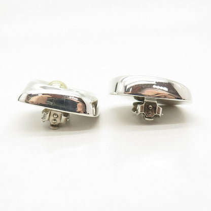 925 Sterling Silver 2-Tone Vintage Mexico Swirl Hollow Clip On Earrings