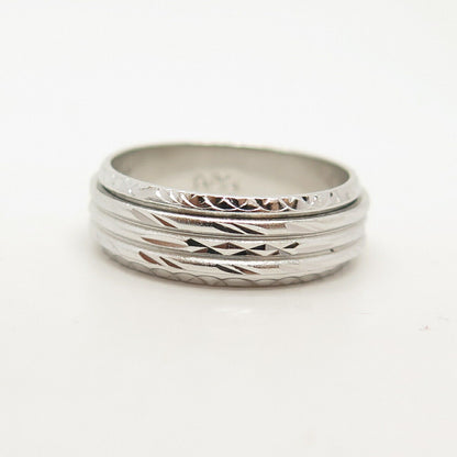 925 Sterling Silver Textured Rotating Band Ring Size 10