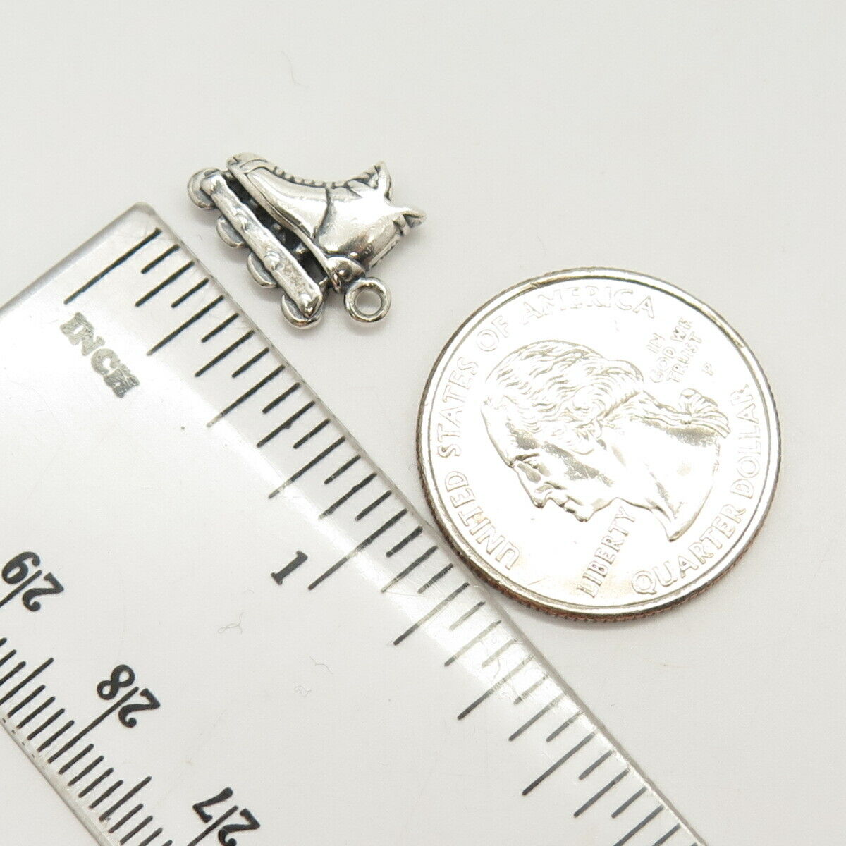 925 Sterling Silver Vintage Roller Skate Design Charm Pendant