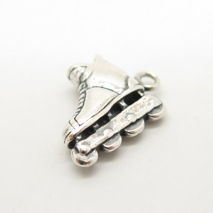 925 Sterling Silver Vintage Roller Skate Design Charm Pendant