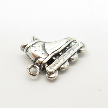 925 Sterling Silver Vintage Roller Skate Design Charm Pendant