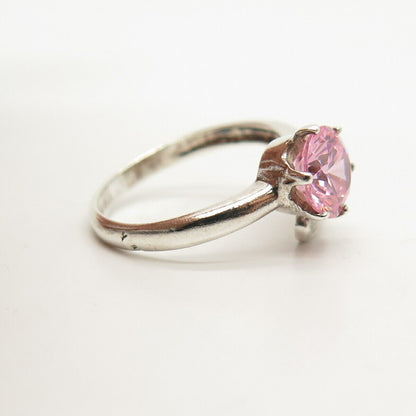 925 Sterling Silver Vintage Pink C Z Butterfly Ring Size 7 3/4