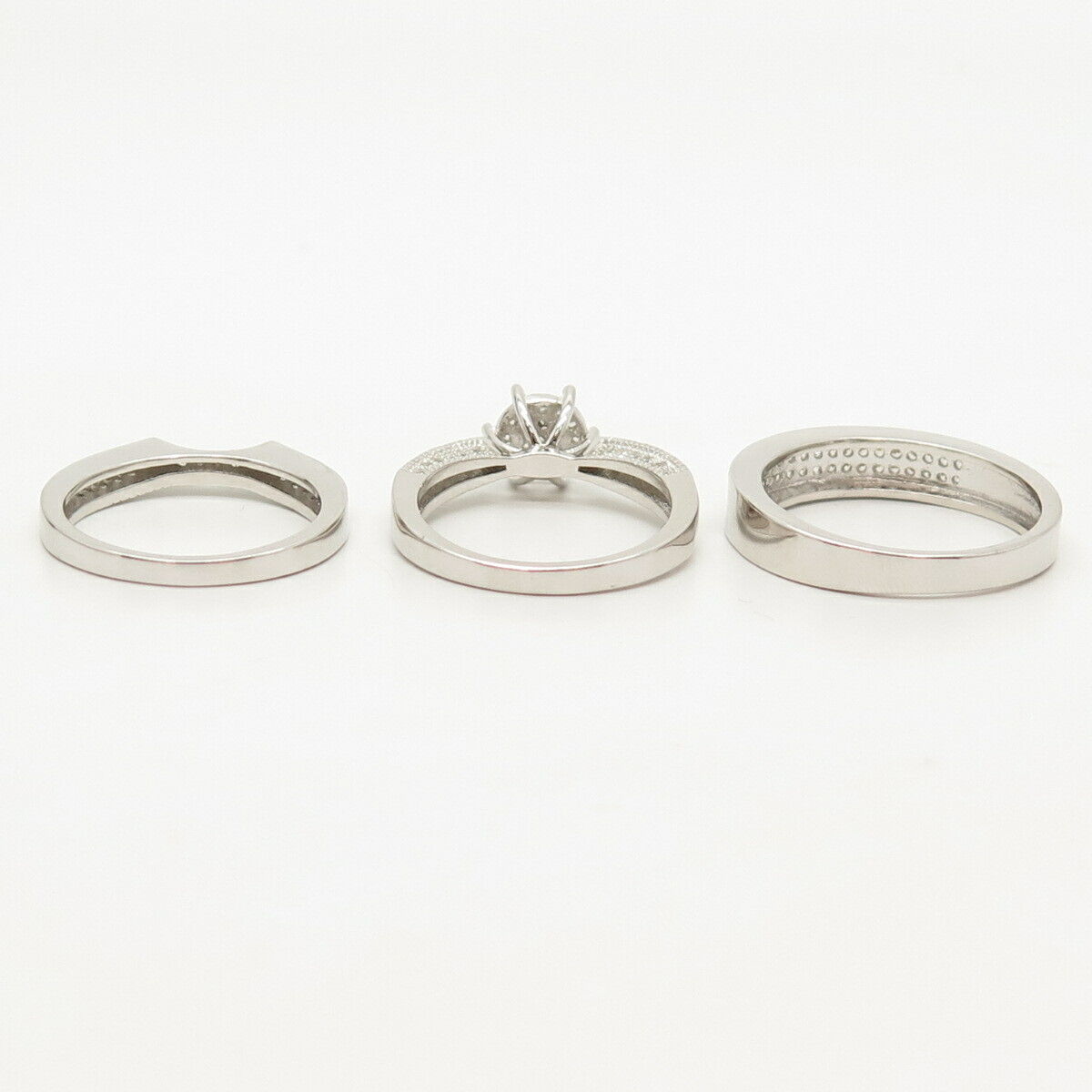 925 Sterling Silver C Z Set Of 3 Stackable Rings Size 6 3/4 & 9