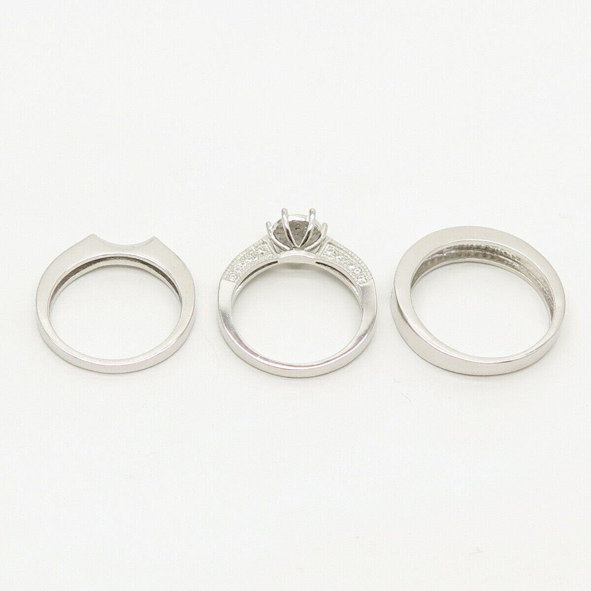 925 Sterling Silver C Z Set Of 3 Stackable Rings Size 6 3/4 & 9