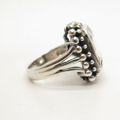 925 Sterling Silver Vintage C Z Beaded Ring Size 7 3/4