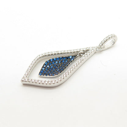 925 Sterling Silver White & Blue C Z Pendant