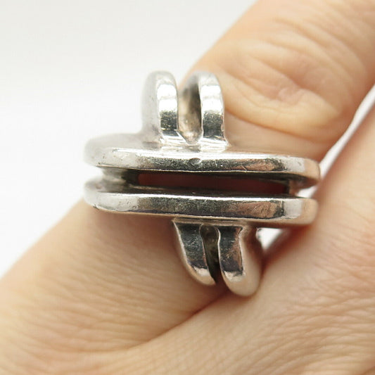 925 Sterling Silver Vintage Crossover Ring Size 5