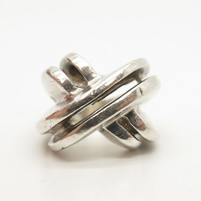 925 Sterling Silver Vintage Crossover Ring Size 5