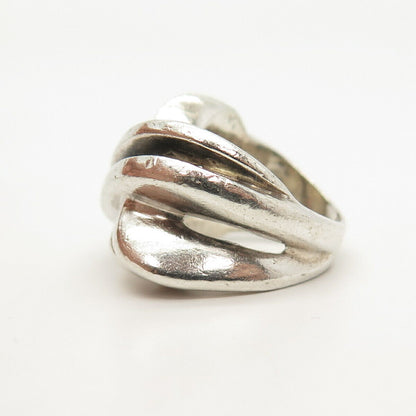 925 Sterling Silver Vintage Crossover Ring Size 5