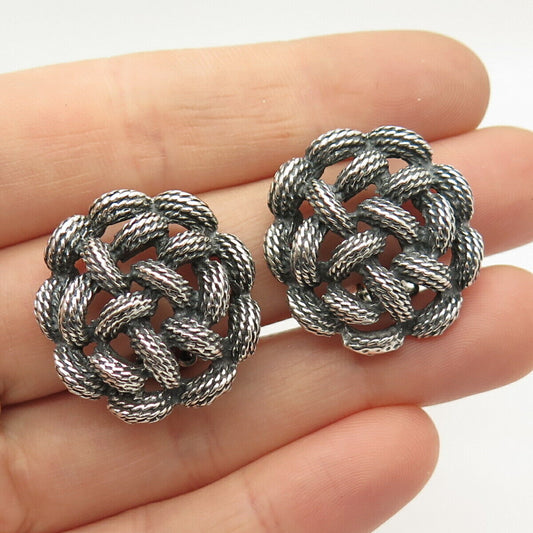 925 Sterling Silver Vintage Twisted Clip On Earrings