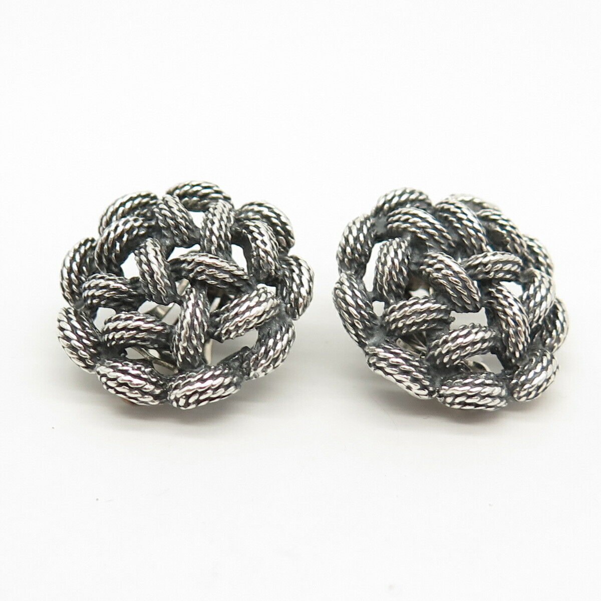 925 Sterling Silver Vintage Twisted Clip On Earrings