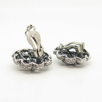 925 Sterling Silver Vintage Twisted Clip On Earrings