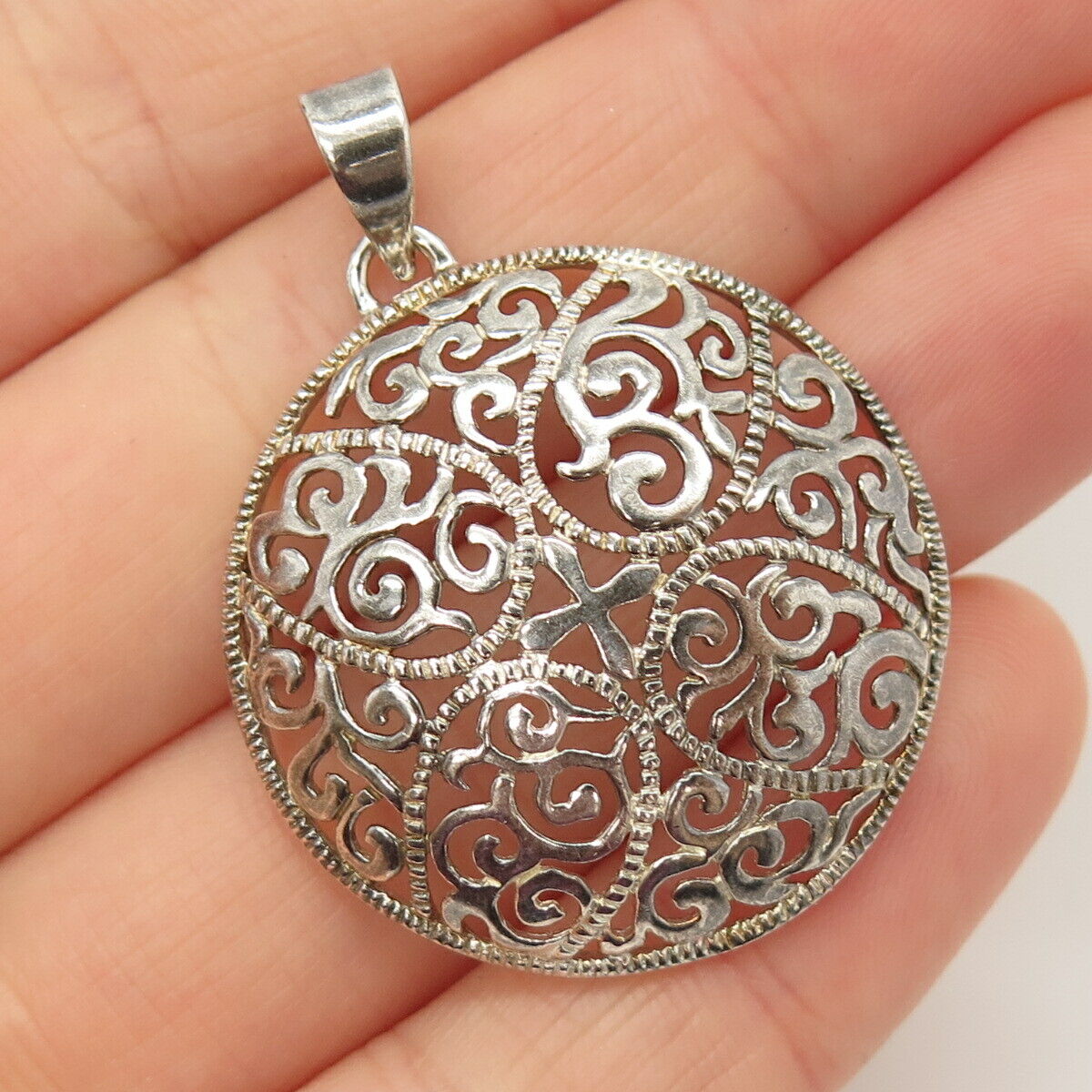 925 Sterling Silver Vintage Ornate Pendant