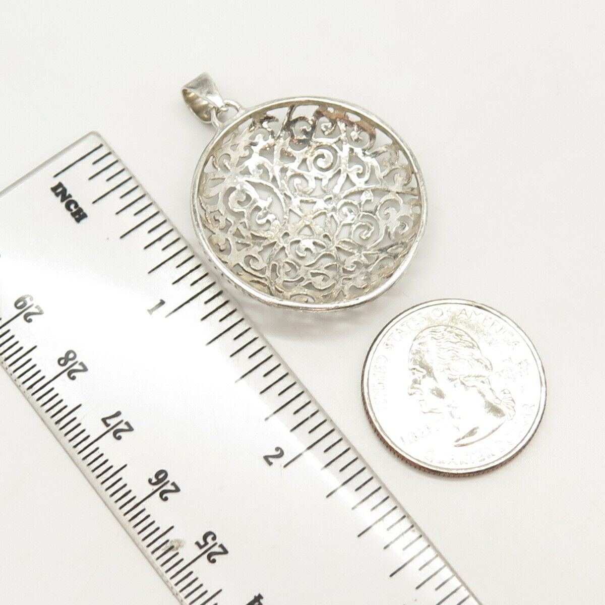 925 Sterling Silver Vintage Ornate Pendant