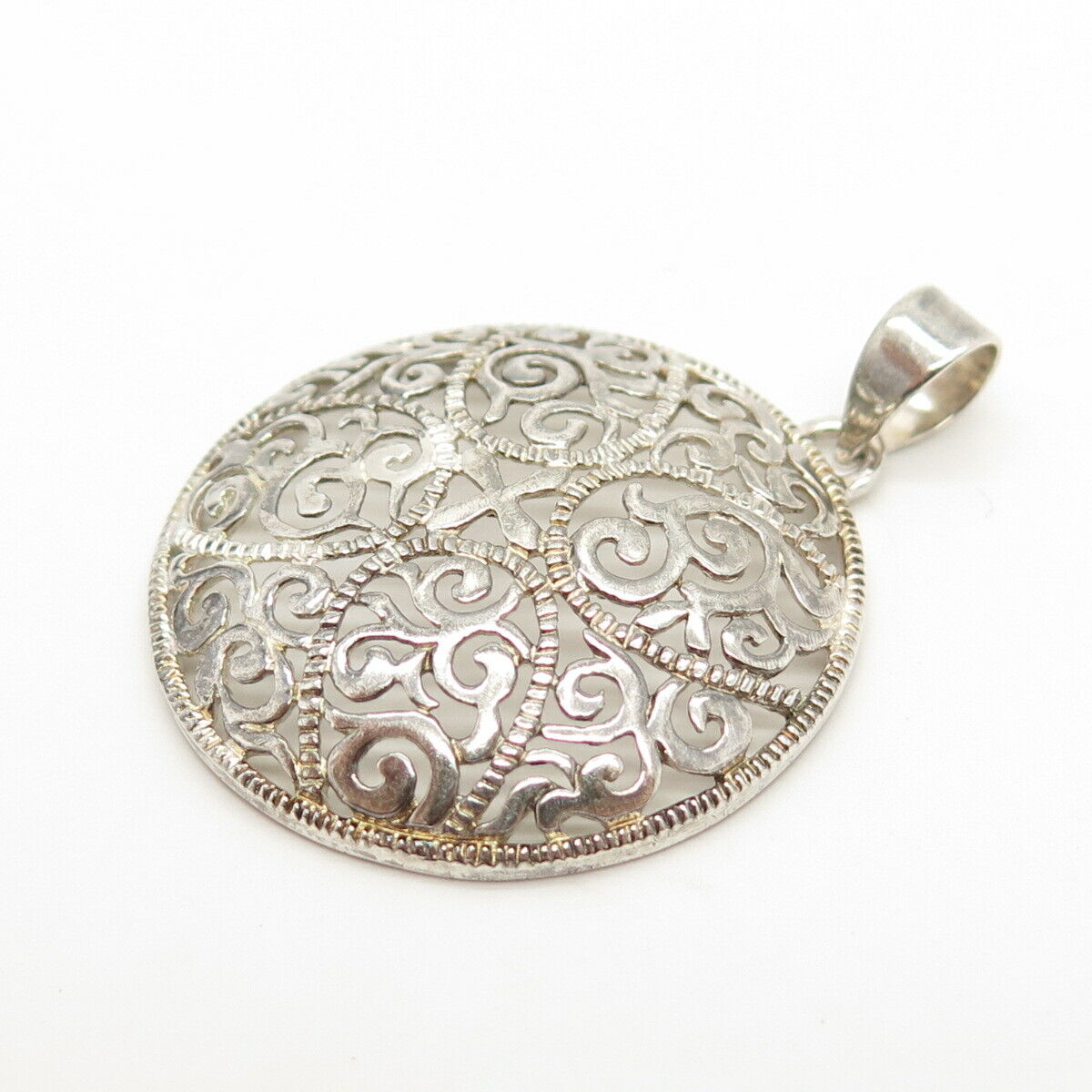 925 Sterling Silver Vintage Ornate Pendant