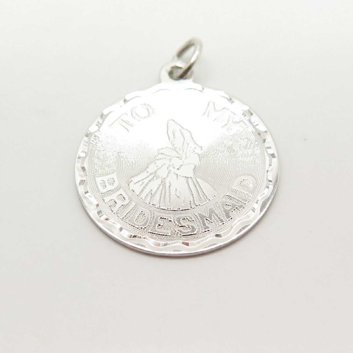 925 Sterling Silver Vintage Geronimo "To My Bridesmaid" Round Pendant